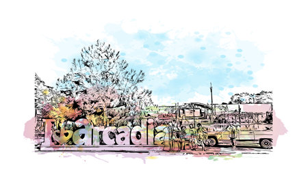 Building view with landmark of Odessa
is the city in Ukraine. Watercolor splash with hand drawn sketch illustration in vector.のイラスト素材