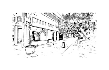 Building view with landmark of Paphos is the city in Cyprus.
Hand drawn sketch illustration in vector.のイラスト素材