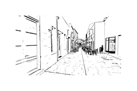 Building view with landmark of Paphos is the city in Cyprus.
Hand drawn sketch illustration in vector.のイラスト素材