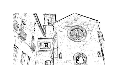 Building view with landmark of Pontevedra is the beach in Jacksonville. Hand drawn sketch illustration in vector.のイラスト素材