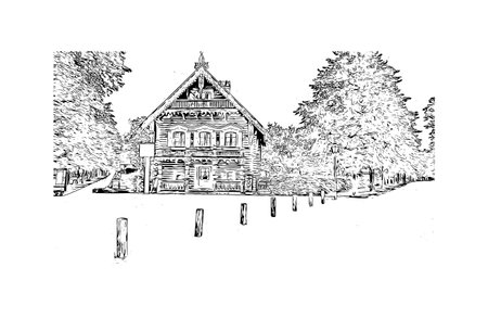 Building view with landmark of Potsdam is the 
city in Germany. Hand drawn sketch illustration in vector.のイラスト素材