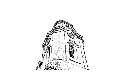 Building view with landmark of Puerto de la Cruz is the 
city in Spain. Hand drawn sketch illustration in vector.のイラスト素材