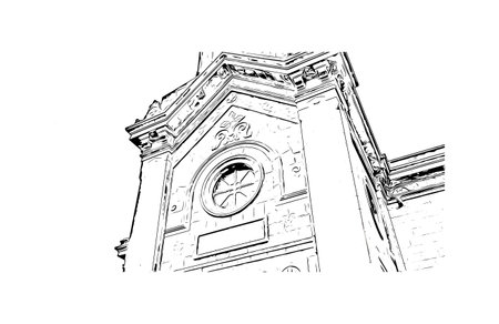 Building view with landmark of Puerto de la Cruz is the 
city in Spain. Hand drawn sketch illustration in vector.のイラスト素材