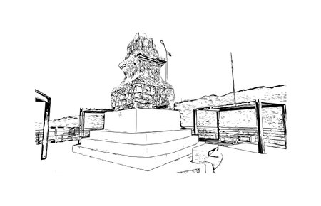 Building view with landmark of  Puerto Vallarta is the city in Mexico. Hand drawn sketch illustration in vector.のイラスト素材