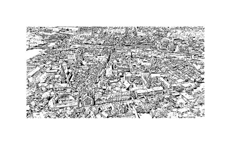 Building view with landmark of 
Schaffhausen is the town in Switzerland. Hand drawn sketch illustration in vector.のイラスト素材