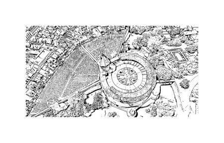 Building view with landmark of 
Schaffhausen is the town in Switzerland. Hand drawn sketch illustration in vector.のイラスト素材
