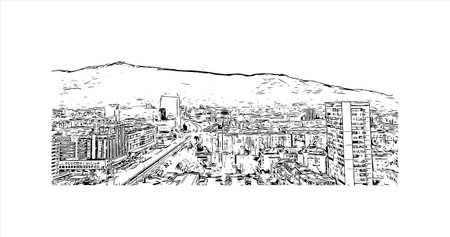Building view with landmark of Sofia is the capital in Bulgaria.
Hand drawn sketch illustration in vector.のイラスト素材
