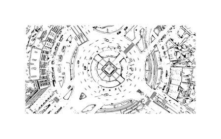 Building view with landmark of Sofia is the capital in Bulgaria.
Hand drawn sketch illustration in...