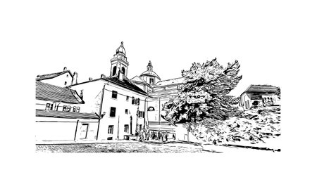 Building view with landmark of Solothurn is a town in Switzerland. 
Hand drawn sketch illustration in vector.のイラスト素材