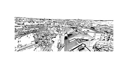 Building view with landmark of  
Sopot is the city in Poland. Hand drawn sketch illustration in vector.のイラスト素材