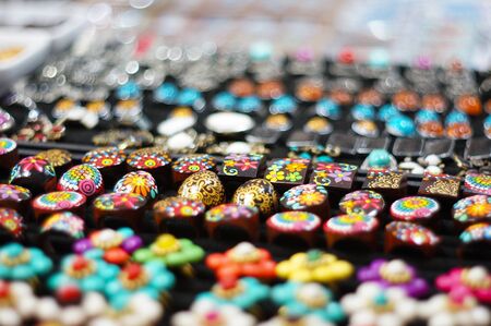 A lot of handmade ringsの写真素材