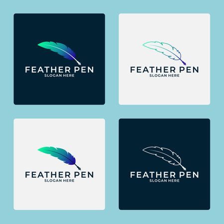 creative smart feather pen logo design template for your businessのイラスト素材