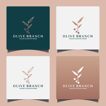 idea olive branch logo design for your company saloon, spa, cosmetic, herbalのイラスト素材