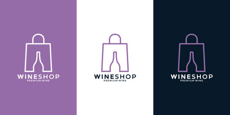 wine shop logo design template minimalist cleanのイラスト素材