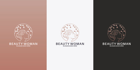 women and leaf logo design for your saloon, spa, cosmeticのイラスト素材