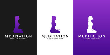 woman meditation logo design template for yogaのイラスト素材
