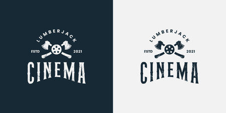 lumberjack woodman cinema logo design vectorのイラスト素材