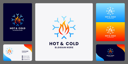 fire snow logo design vector hot and cold symbolのイラスト素材