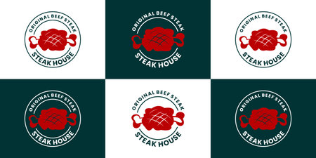 steak restaurant logo design collections . badge logo templateのイラスト素材