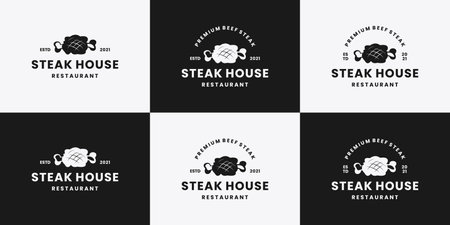 vintage steak house logo design template for restaurantのイラスト素材