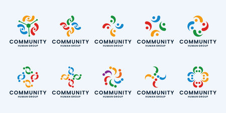 set of human community logo design collection.のイラスト素材