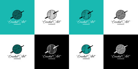 crochet art logo design collectionのイラスト素材