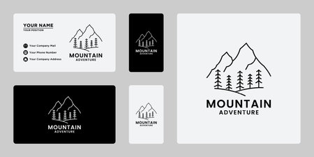 vintage mountain hill adventure logo design templateのイラスト素材