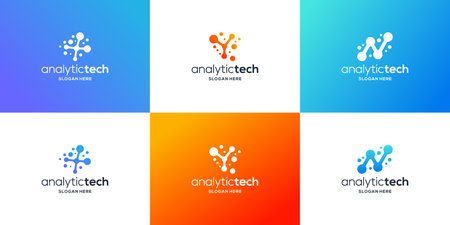 analytic tech logo design collection. gradient molecule logo vectorのイラスト素材
