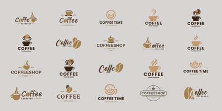 set of coffee emblem, coffee badge logo design inspiration.のイラスト素材