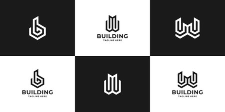 set of construction with initial logo design.のイラスト素材