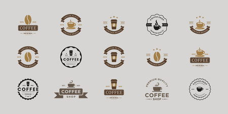set of coffee emblem logo design.のイラスト素材