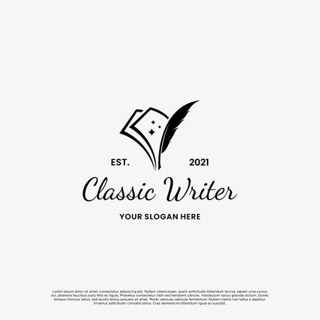 classic writer logo. minimalist vintage author logo vectorのイラスト素材