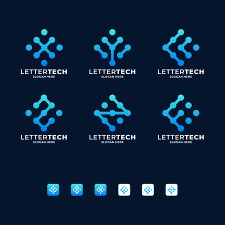 initials letter technology logo design collectionのイラスト素材
