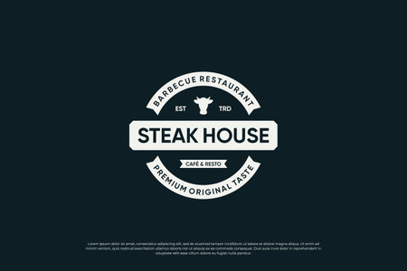 Vintage label steak house logo vector.のイラスト素材