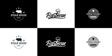Set of vintage barbecue logo design template.のイラスト素材