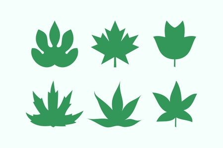 set of green leaf icon logo design template.のイラスト素材