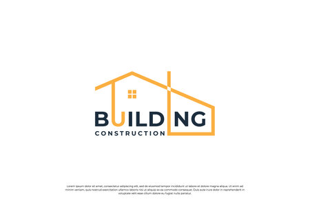 Building house structure logo design with typography art vector.のイラスト素材