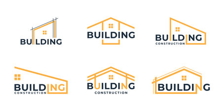 set of building construction logo design template. Building architecture logo collection.のイラスト素材
