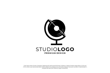 music world logo design inspiration. studio music logo template.のイラスト素材
