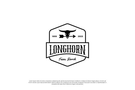 Longhorn buffalo, cow, bull logo design. Badge template for your business ranchのイラスト素材