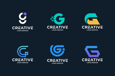 Set of collection letter G logo design templates. Abstract initial letters G symbol logo vector.のイラスト素材
