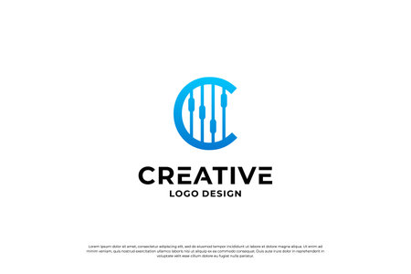 Letter C logo design template. Creative initial letters C logo design symbol.のイラスト素材