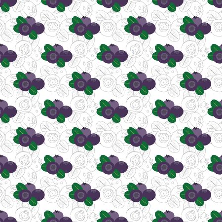 seamless blueberry pattern. natural blueberries pattern on white background. seamless pattern for packaging, printing, textile etc.のイラスト素材
