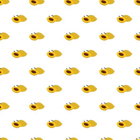yellow canistel, lucuma or egg fruit with seeds seamless pattern on white background.のイラスト素材