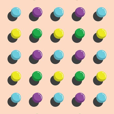 vector seamless abstract pattern with multicolor 3D ball on a light pink background. 3D effect. optical illusion.のイラスト素材