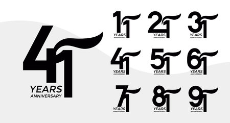 Set of Anniversary logotype flat black color with white background for celebrationのイラスト素材
