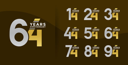 set anniversary logo style with golden and silver color on brown background for special momentのイラスト素材