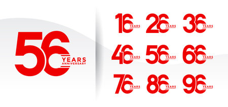 set anniversary logotype red flat color on white background for celebration momentのイラスト素材