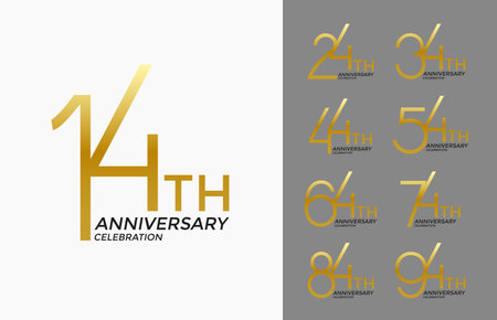 set of anniversary logotype gold color special edition on white background for celebrationのイラスト素材