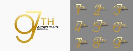 set of anniversary logotype gold color special edition on white background for celebrationのイラスト素材